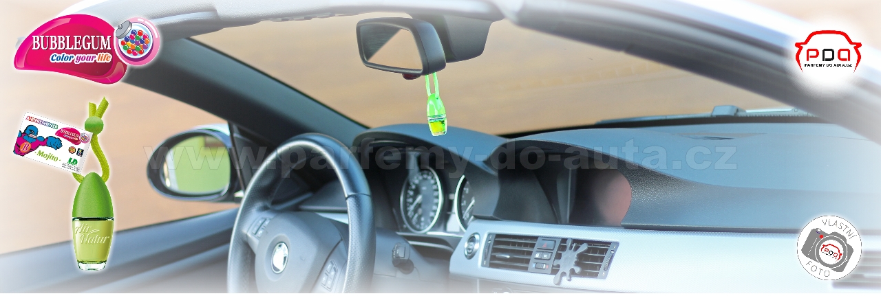 zelená voňavá lahvička do auta Little Bottle Bubblegum Mojito - žvýkačková vůně